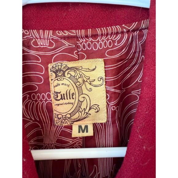 Anthropologie Tulle womens red wool blend button up collared pea coat Medium - Picture 5 of 10